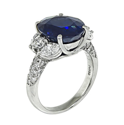 Estate 6.33ct Sapphire 1.16ct Diamond Platinum Engagement Ring