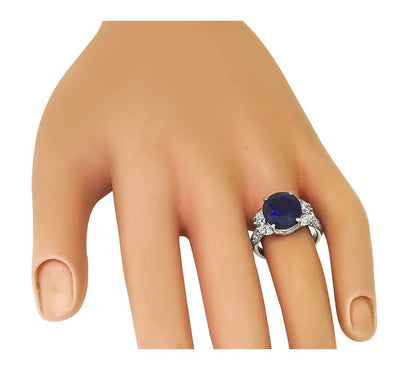 Estate 6.33ct Sapphire 1.16ct Diamond Platinum Engagement Ring