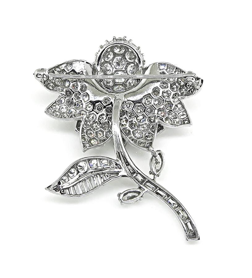 Estate 6.00ct Diamond Platinum Flower Pin