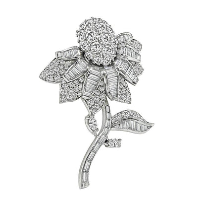 Estate 6.00ct Diamond Platinum Flower Pin