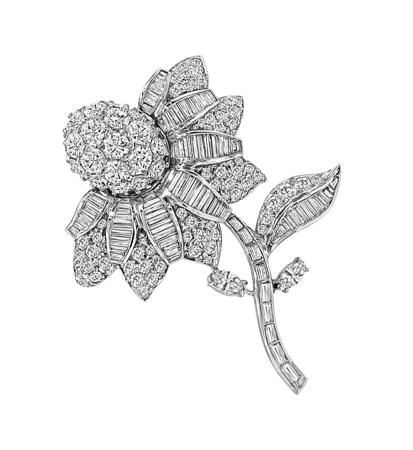Estate 6.00ct Diamond Platinum Flower Pin