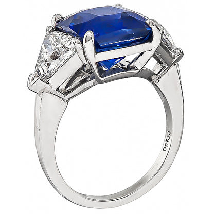 Estate 7.17ct Sapphire 2.07cttw GIA Certified Diamond Engagement Ring