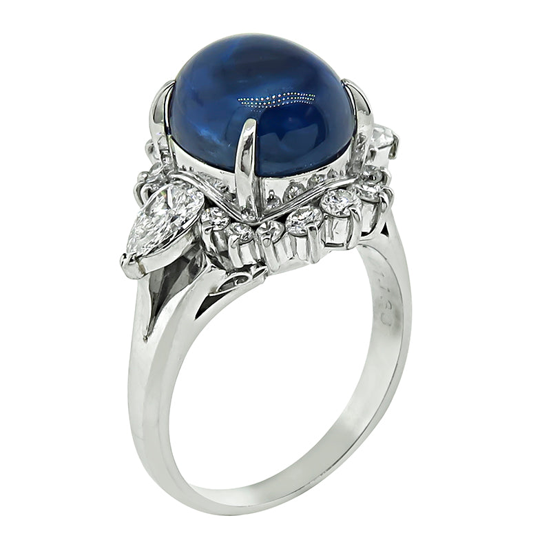 Estate 7.72ct Ceylon Sapphire 1.38ct Diamond Ring