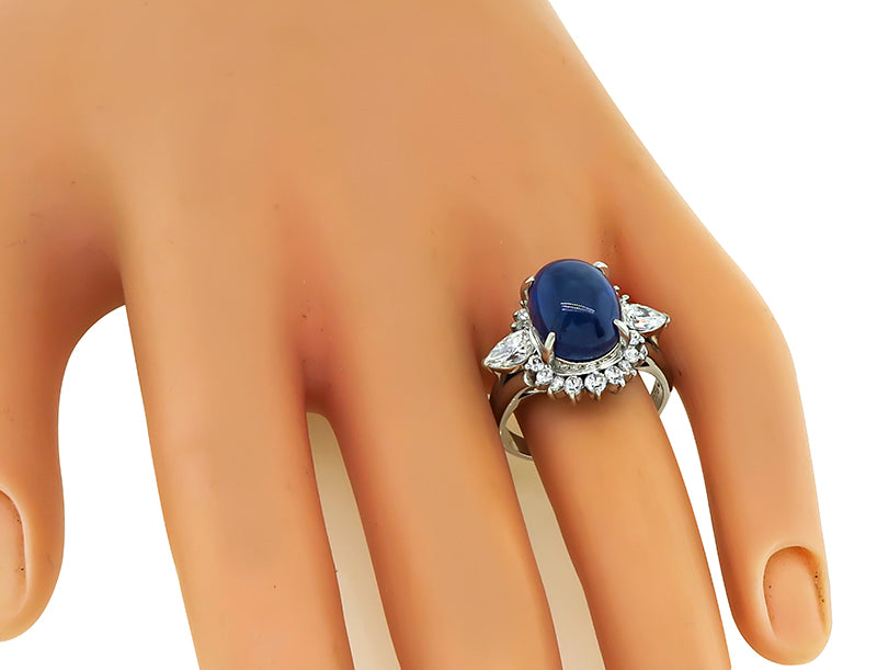 Estate 7.72ct Ceylon Sapphire 1.38ct Diamond Ring