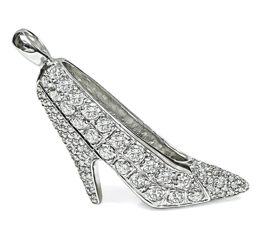 Estate 7.65ct White and Fancy Yellow Diamond Stiletto High Heel Pendant
