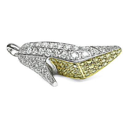 Estate 7.65ct White and Fancy Yellow Diamond Stiletto High Heel Pendant