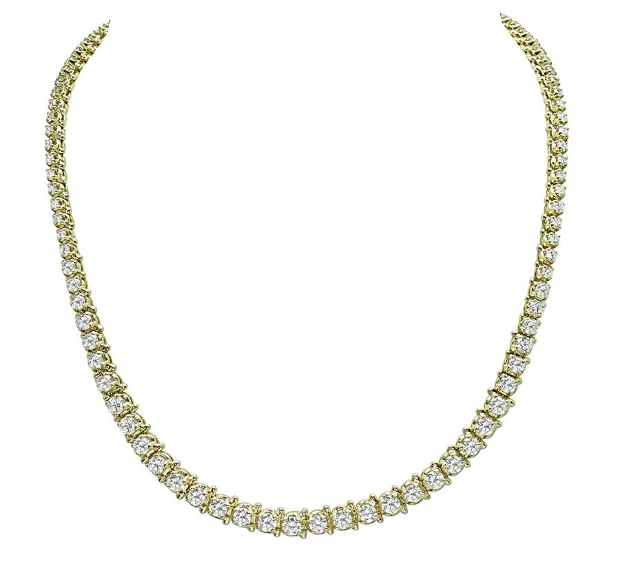 Estate 7.00ct Diamond Gold Tennis Necklace
