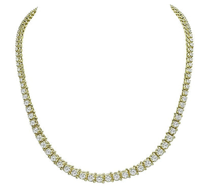 Estate 7.00ct Diamond Gold Tennis Necklace
