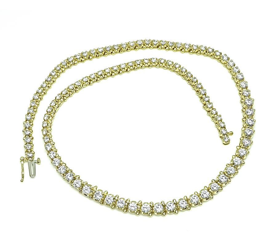 Estate 7.00ct Diamond Gold Tennis Necklace