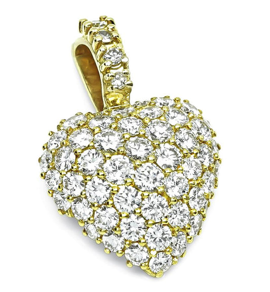 Estate 7.00ct Diamond Gold Heart Pendant