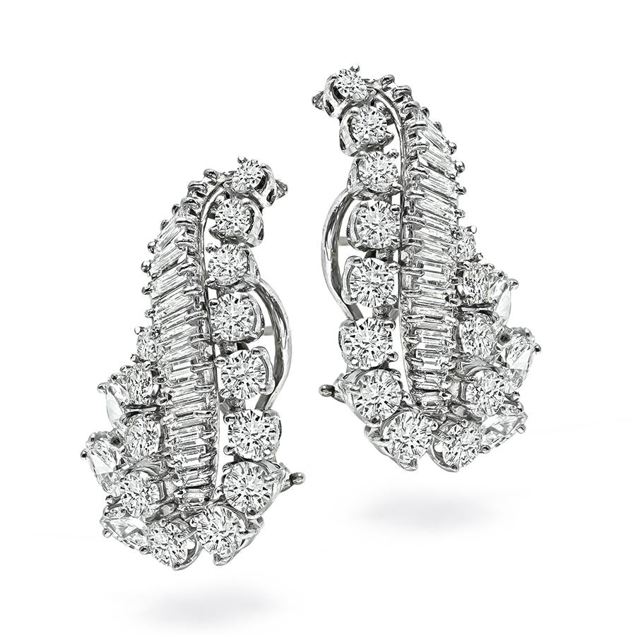 1960s 7.00ct Diamond Platinum Earrings