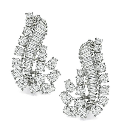 1960s 7.00ct Diamond Platinum Earrings