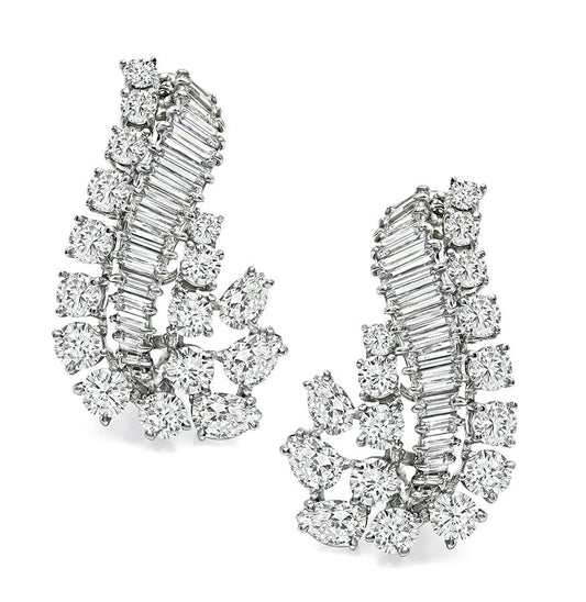 1960s 7.00ct Diamond Platinum Earrings