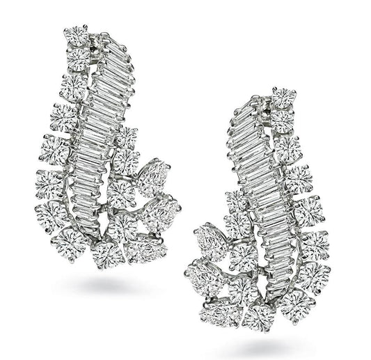 1960s 7.00ct Diamond Platinum Earrings