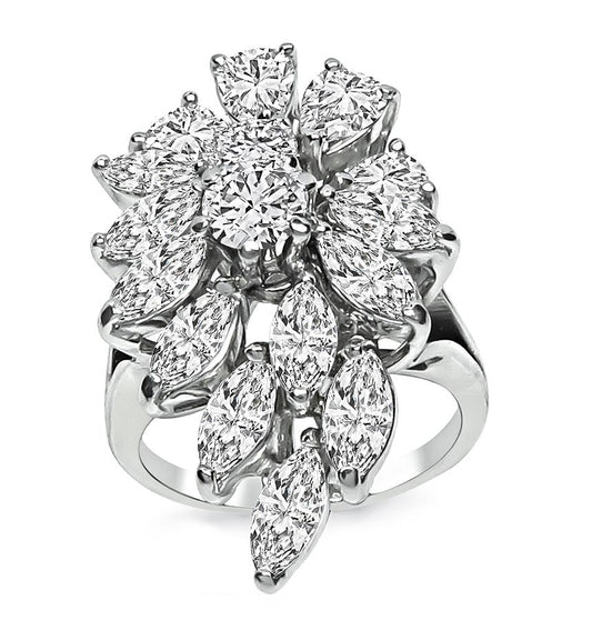 Estate 7.50ct Diamond 14k White Gold Cocktail Ring