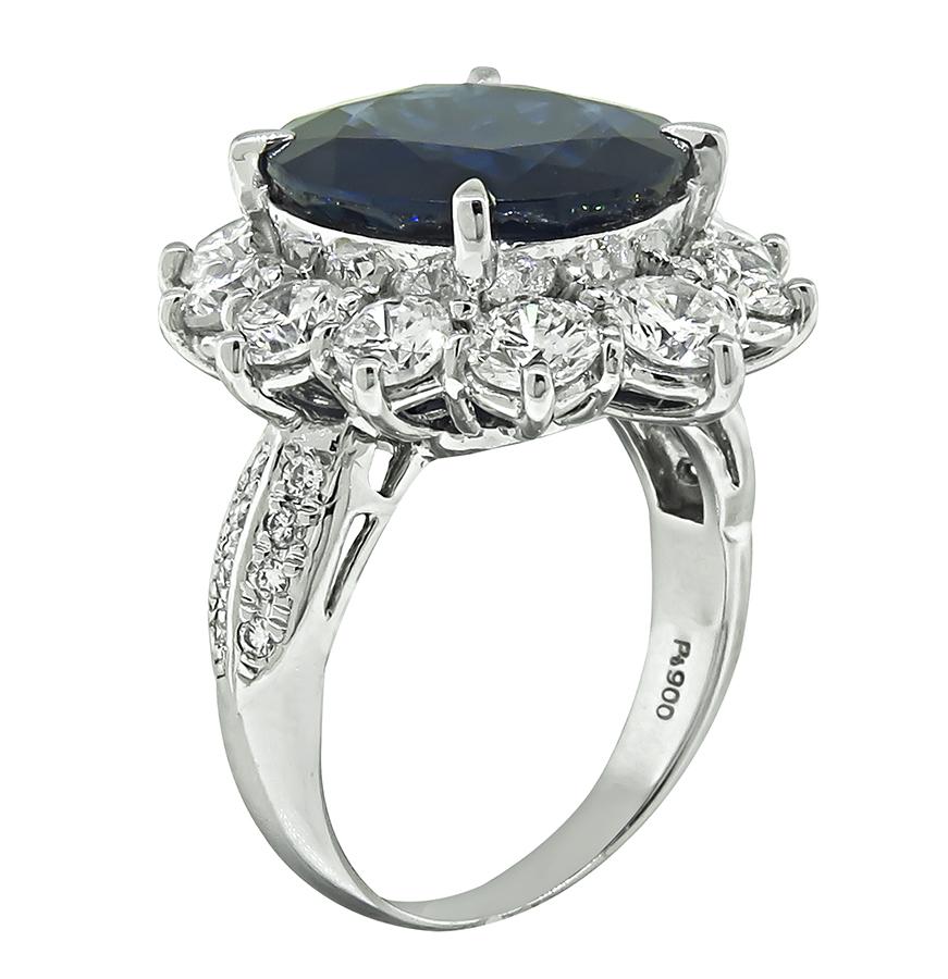 7.34ct Ceylon Sapphire 2.52ct Diamond Engagement Ring