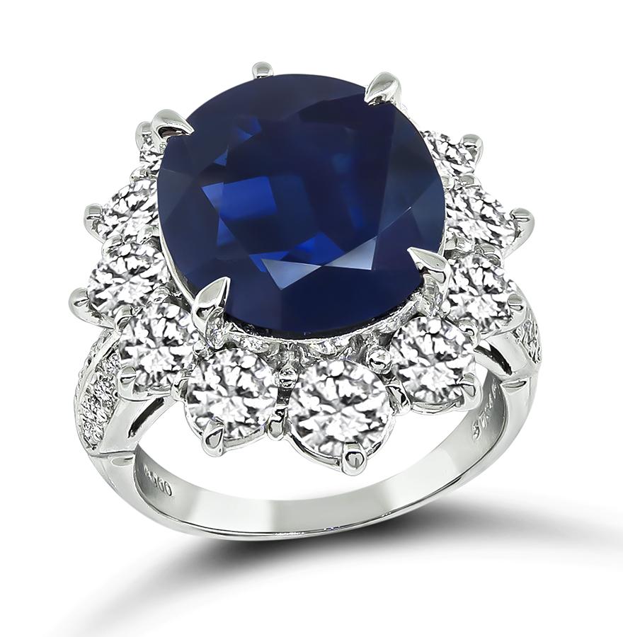 7.34ct Ceylon Sapphire 2.52ct Diamond Engagement Ring