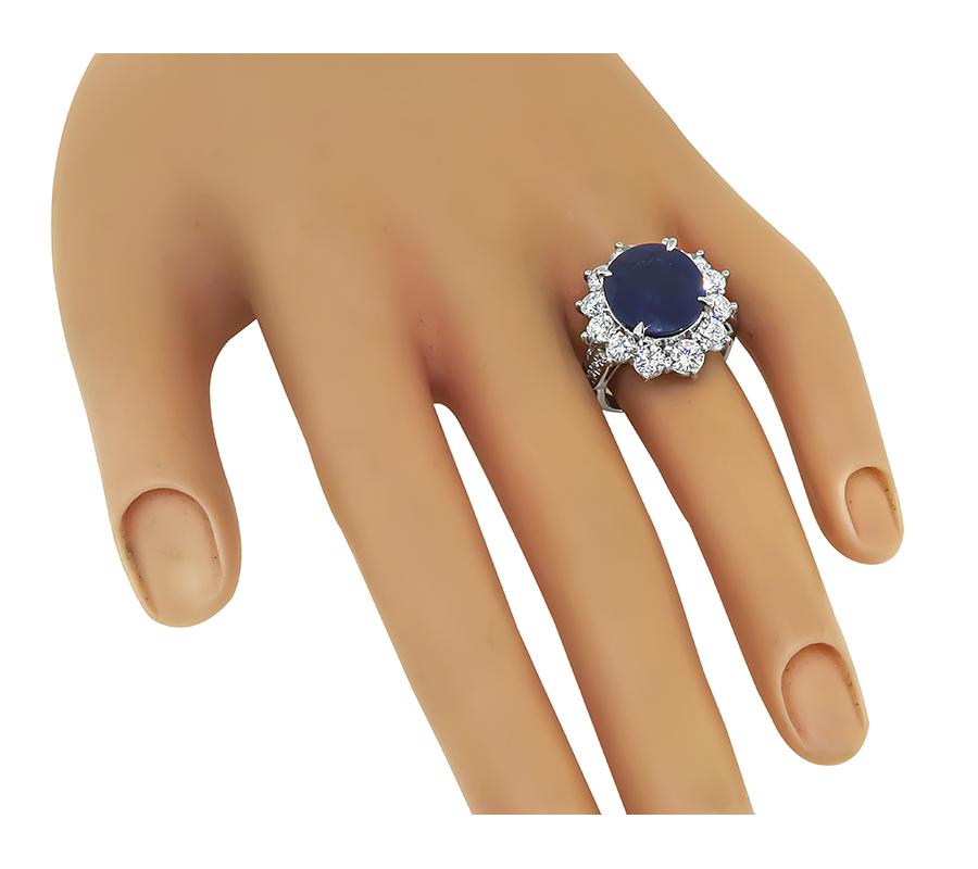 7.34ct Ceylon Sapphire 2.52ct Diamond Engagement Ring