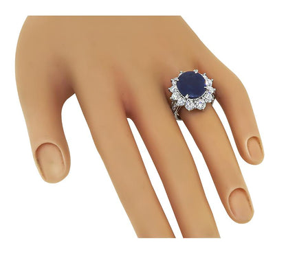 7.34ct Ceylon Sapphire 2.52ct Diamond Engagement Ring