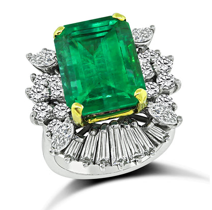 Estate 8.00ct Colombian Emerald 2.50ct Diamond Ring