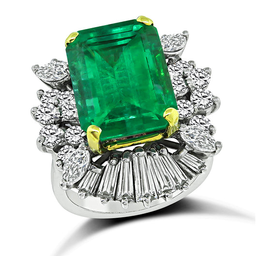 Estate 8.00ct Colombian Emerald 2.50ct Diamond Ring