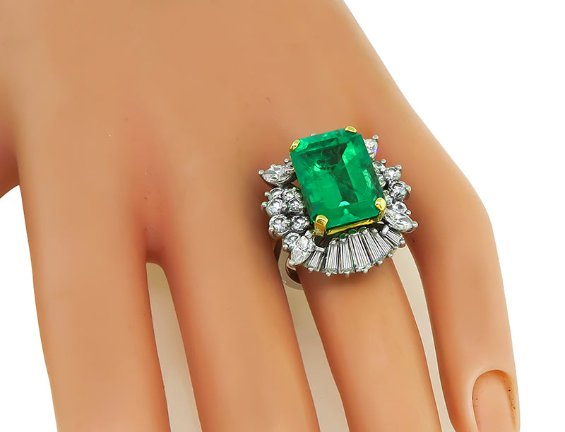 Estate 8.00ct Colombian Emerald 2.50ct Diamond Ring