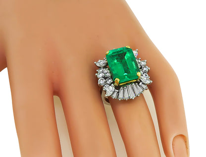 Estate 8.00ct Colombian Emerald 2.50ct Diamond Ring