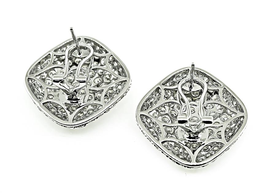 Estate 8.38ct Diamond Gold Pave Square Earrings
