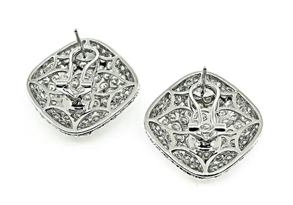 Estate 8.38ct Diamond Gold Pave Square Earrings