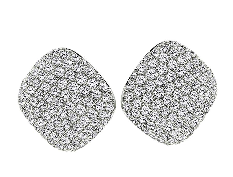 Estate 8.38ct Diamond Gold Pave Square Earrings