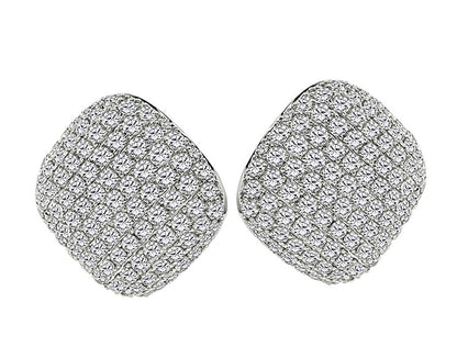 Estate 8.38ct Diamond Gold Pave Square Earrings