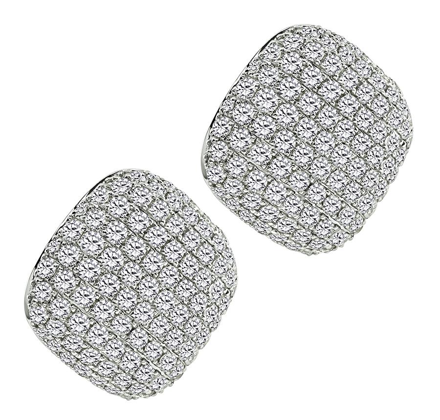 Estate 8.38ct Diamond Gold Pave Square Earrings