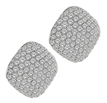 Estate 8.38ct Diamond Gold Pave Square Earrings