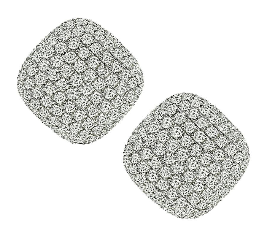 Estate 8.38ct Diamond Gold Pave Square Earrings