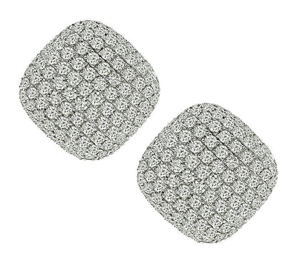 Estate 8.38ct Diamond Gold Pave Square Earrings