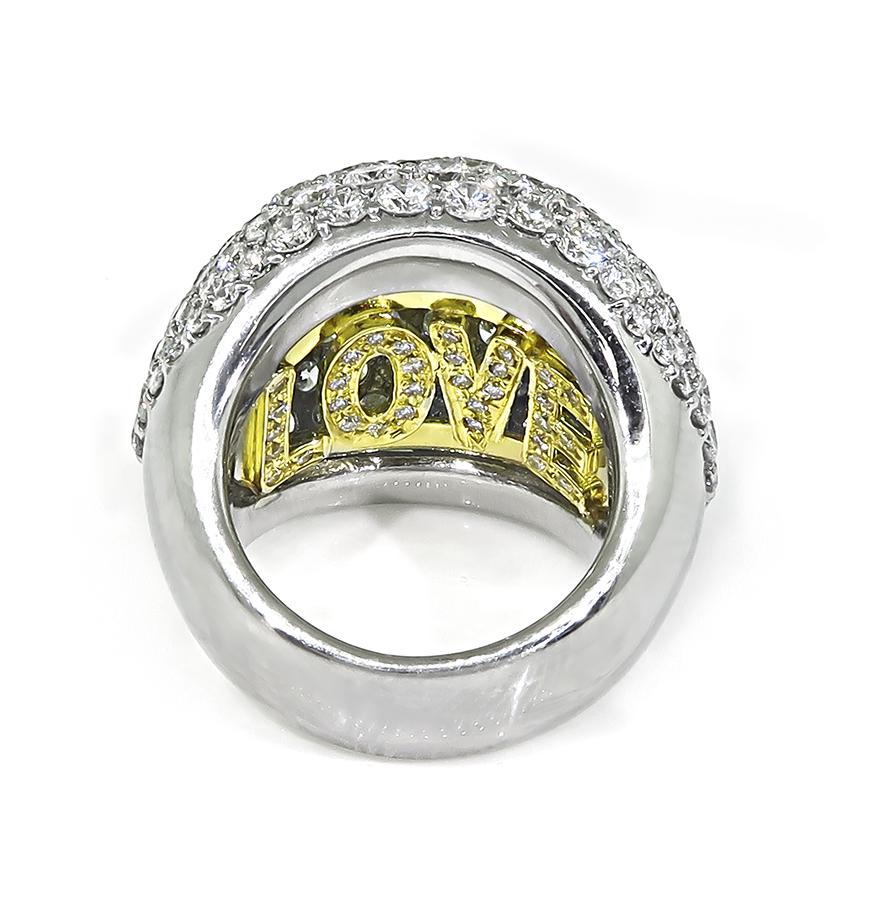Estate 8.00ct Diamond Platinum and 18k Yellow Gold Love Ring