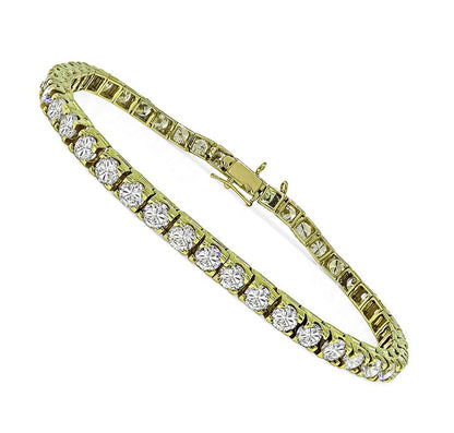 Estate 8.00ct Diamond 14k Yellow Gold Tennis Bracelet