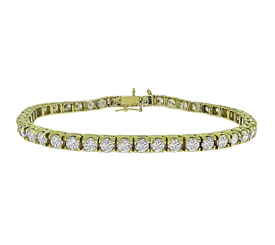 Estate 8.00ct Diamond 14k Yellow Gold Tennis Bracelet