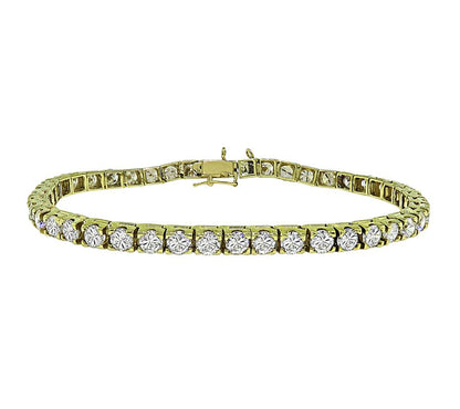 Estate 8.00ct Diamond 14k Yellow Gold Tennis Bracelet