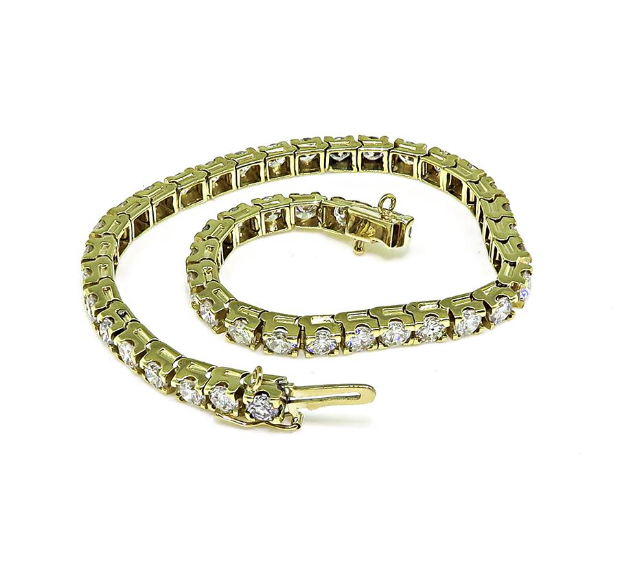 Estate 8.00ct Diamond 14k Yellow Gold Tennis Bracelet