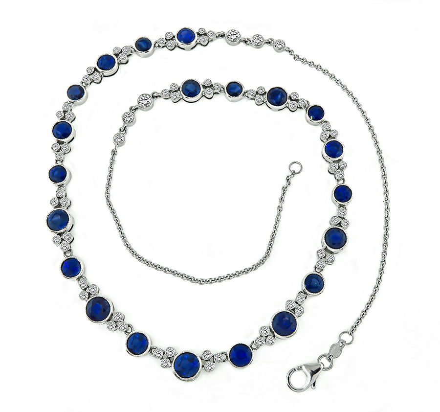 Estate 9.54ct Sapphire 1.68ct Diamond Necklace
