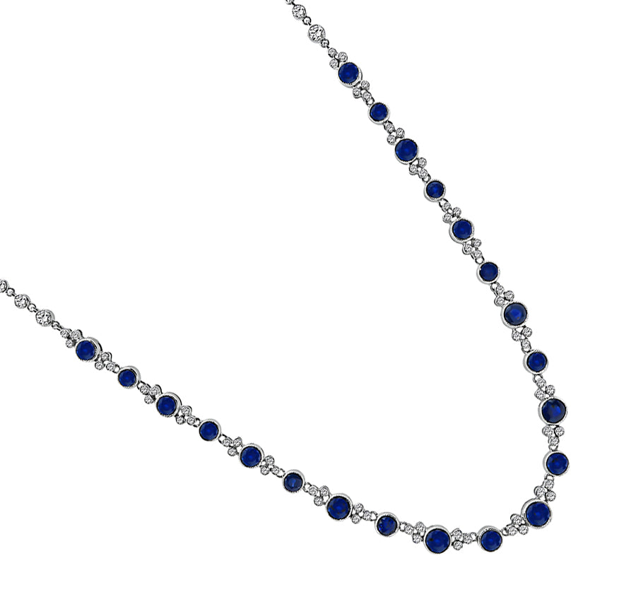 Estate 9.54ct Sapphire 1.68ct Diamond Necklace