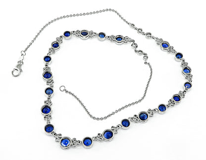 Estate 9.54ct Sapphire 1.68ct Diamond Necklace