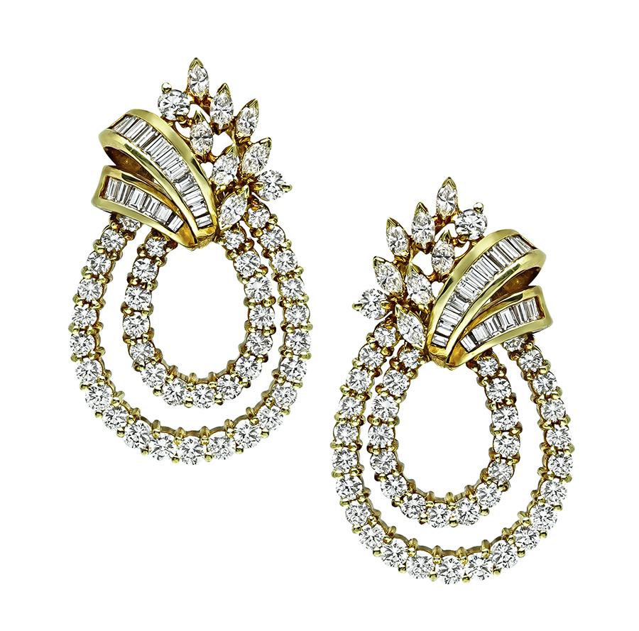 Estate 9.00ct Diamond Yellow Gold Earrings