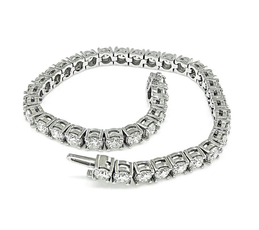 Estate 9.33ct Diamond 14k White Gold Tennis Bracelet