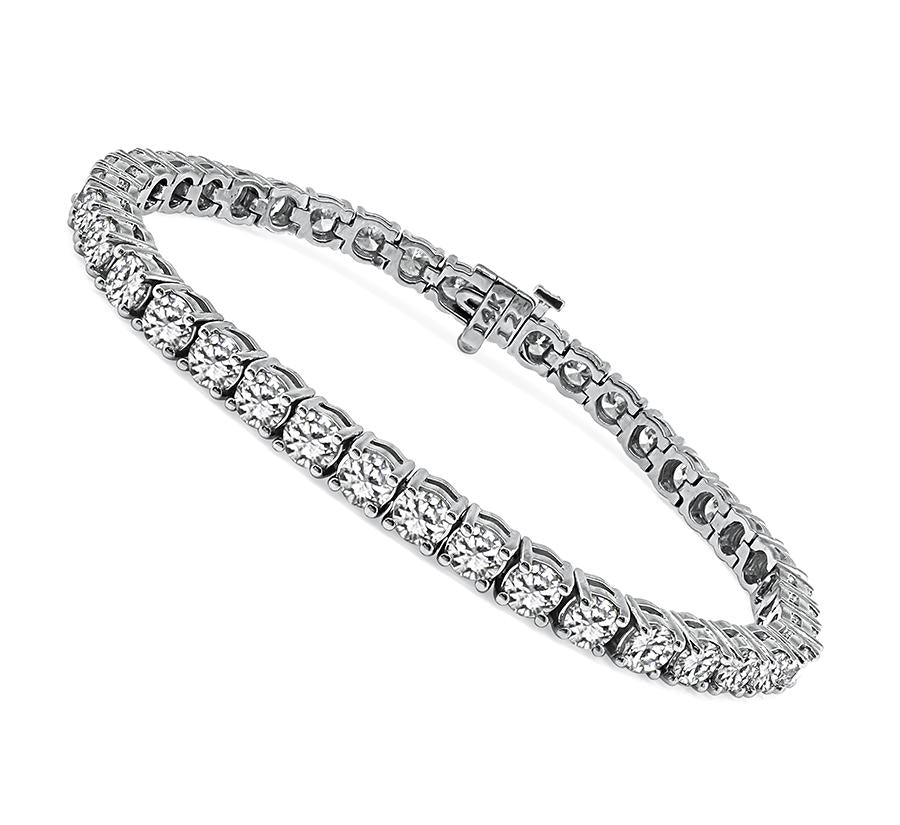 Estate 9.33ct Diamond 14k White Gold Tennis Bracelet