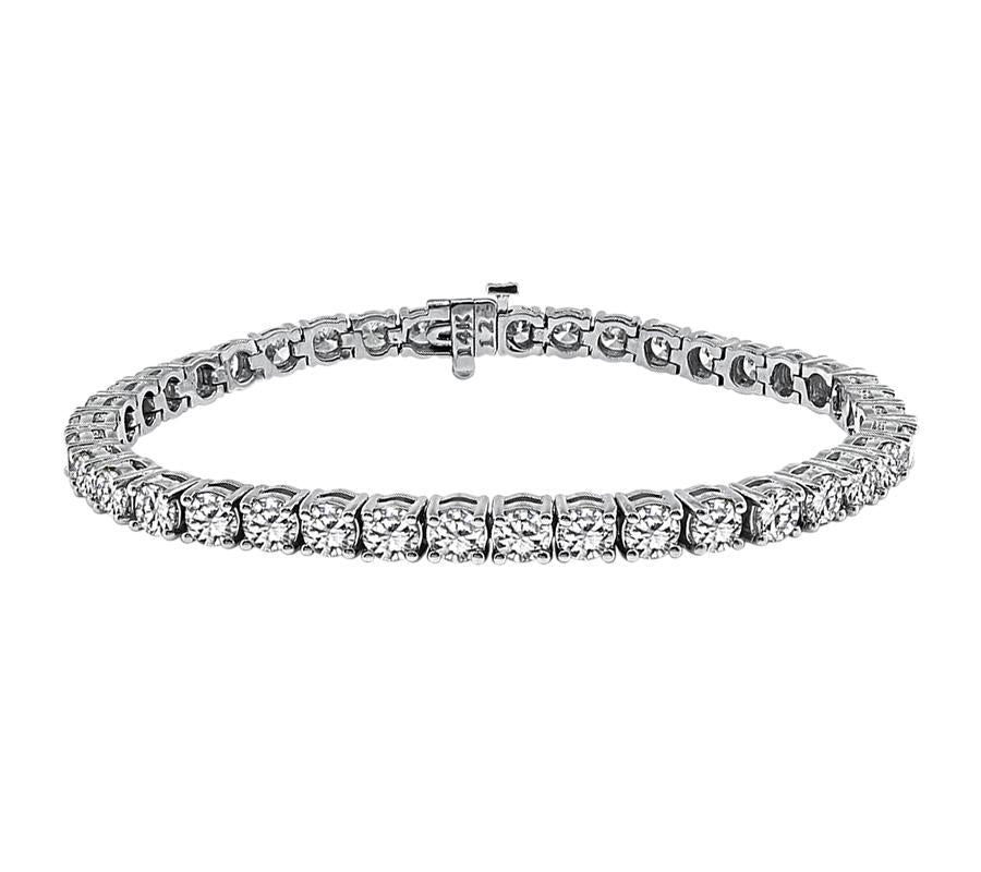 Estate 9.33ct Diamond 14k White Gold Tennis Bracelet