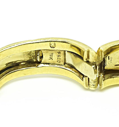 Estate Fred 0.65ct Diamond 18k Yellow Gold Hoops Earrings