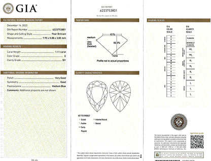 Estate GIA Certified 1.11ct Diamond Engagement Ring