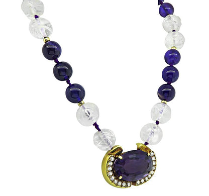 1970s A. Cipullo 100.00ct Amethyst 2.50ct Diamond Crystal Necklace